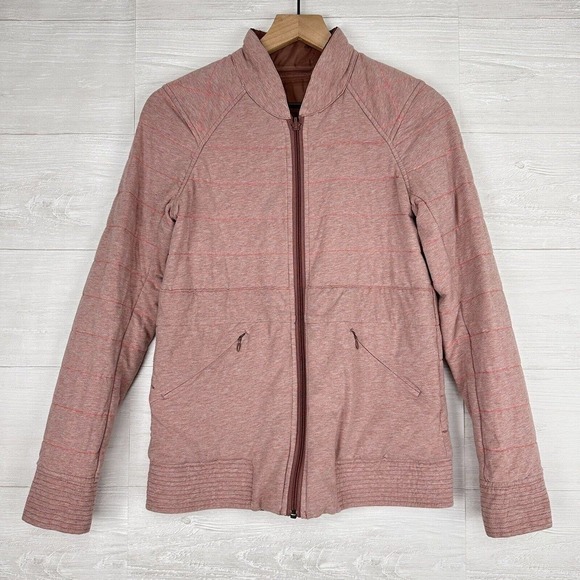 Lululemon The Bomb Bomber Reversible Jacket Women Size 4 Bark Berry Rose Pink - Picture 1 of 16